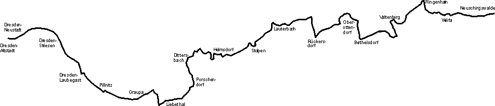 Streckenübersicht Schirgiswalde-Dresden